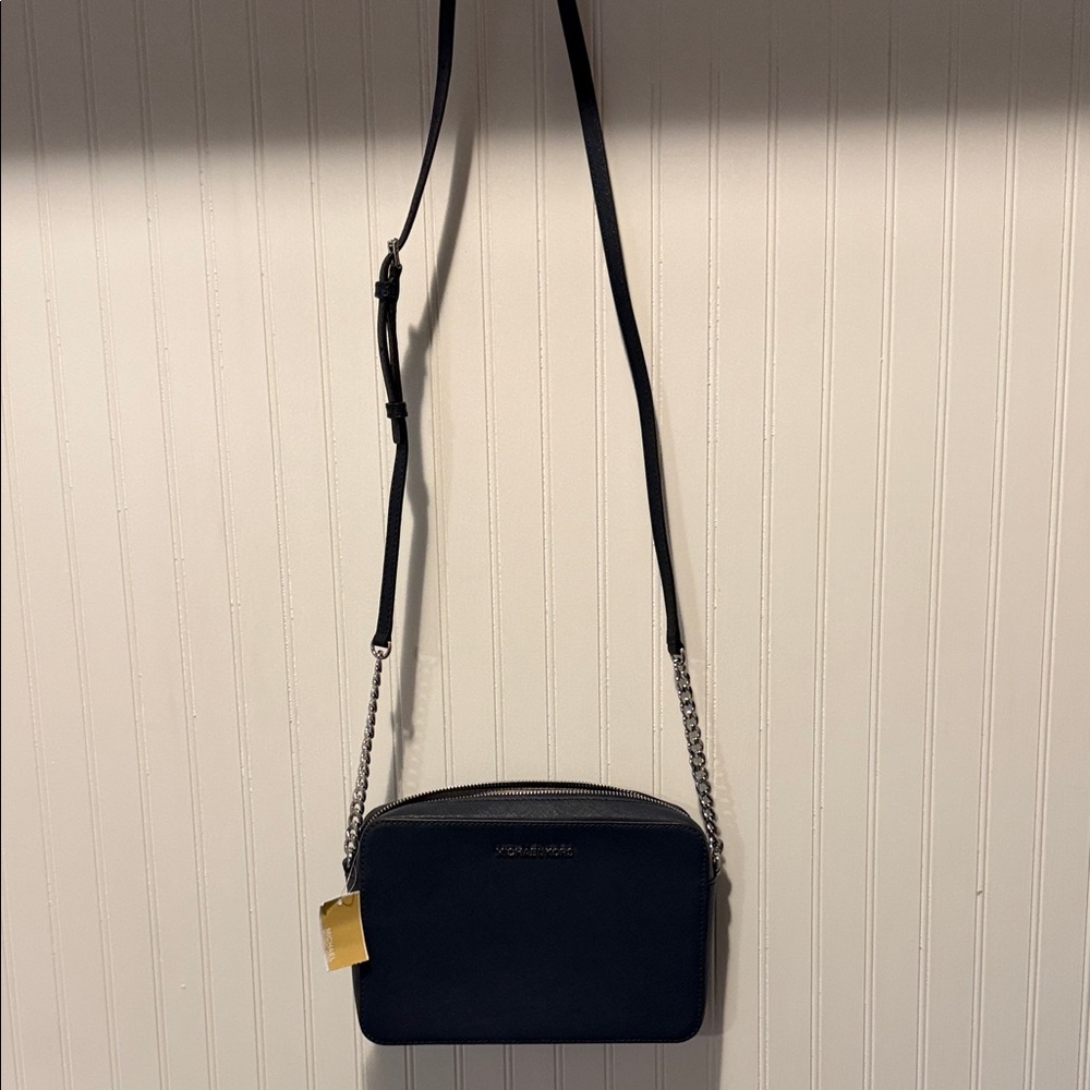 Michael Kors Navy Crossbody Camera Bag with Chain Strap